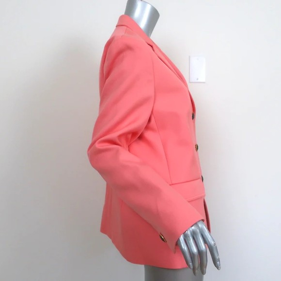 Tory Burch Blazer Salmon Double Weave Cotton Size 12 Three-Button Jacket - Picture 4 of 11